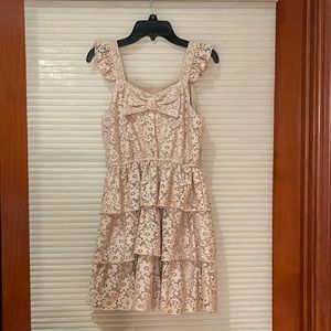 Girls, beige lace ruffle dress size 12